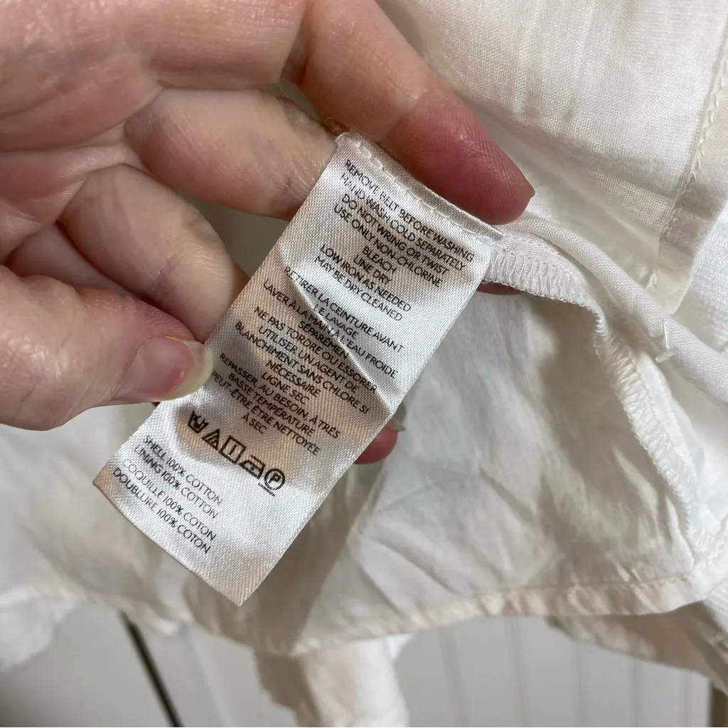 Anthropologie‎ PILCRO Low-Slung Pleated Skirt white corduroy belted y2k sexy - Image 8