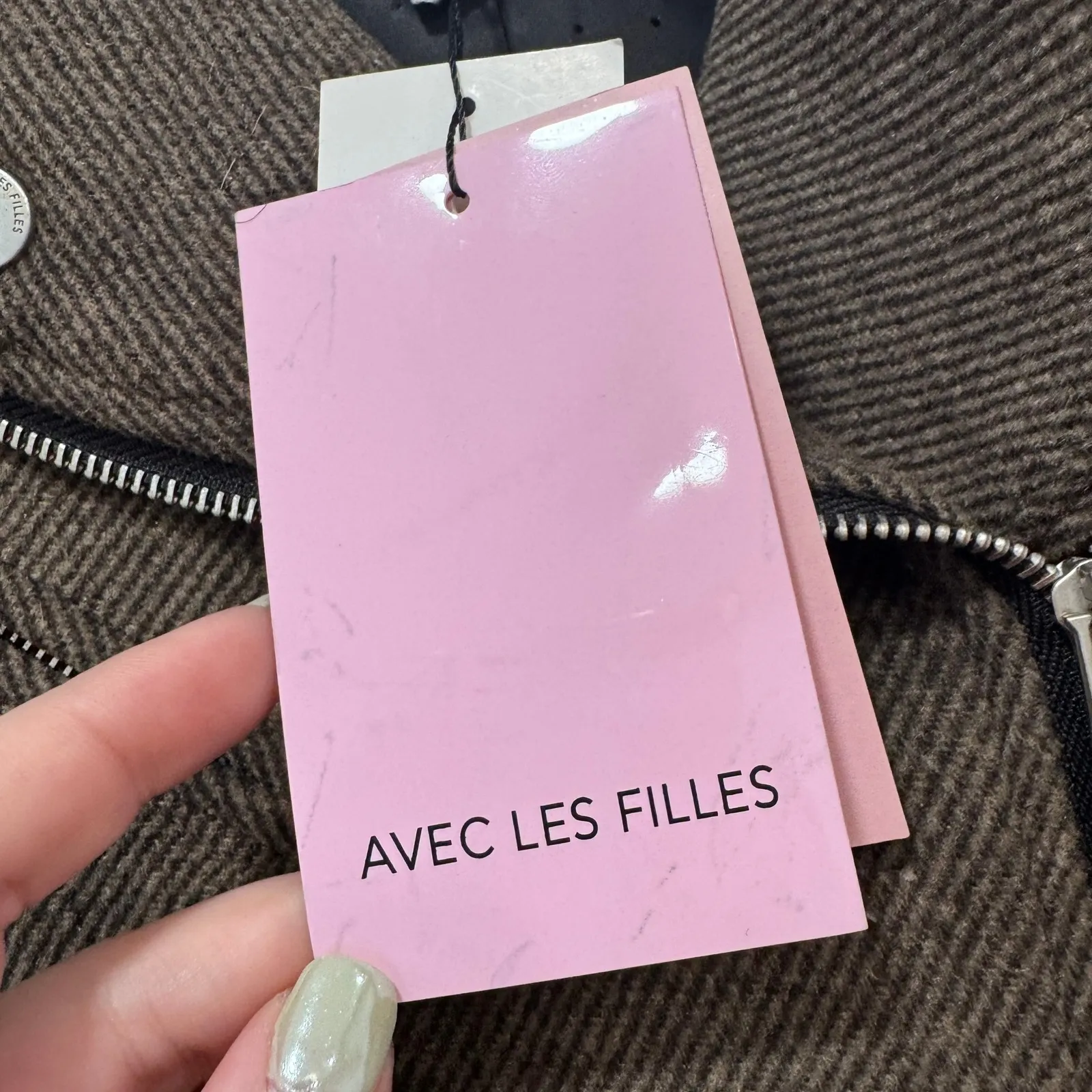 Avec Les Filles XS Pea Coat Brown Motto Zip Asymmetrical Long Line NWT‎ $200 - Image 3