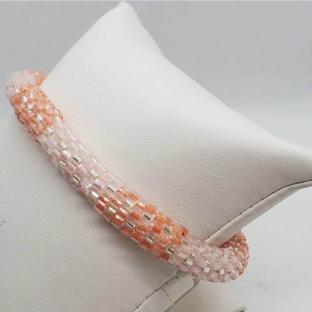 NWT 3 Strands Pink & Orange Beaded Bracelet - Image 3