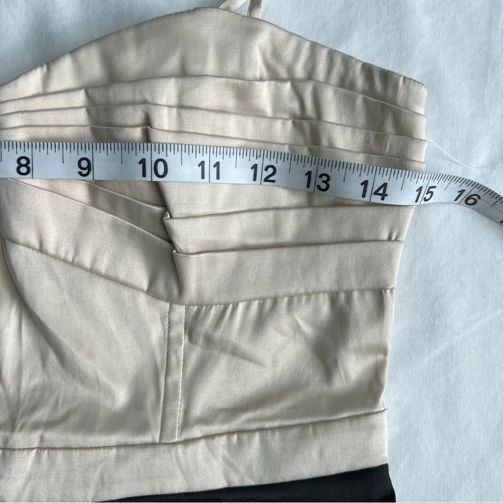 Nwt H&M satin color block convertible strap tube party dress 6 nude & black - Image 10