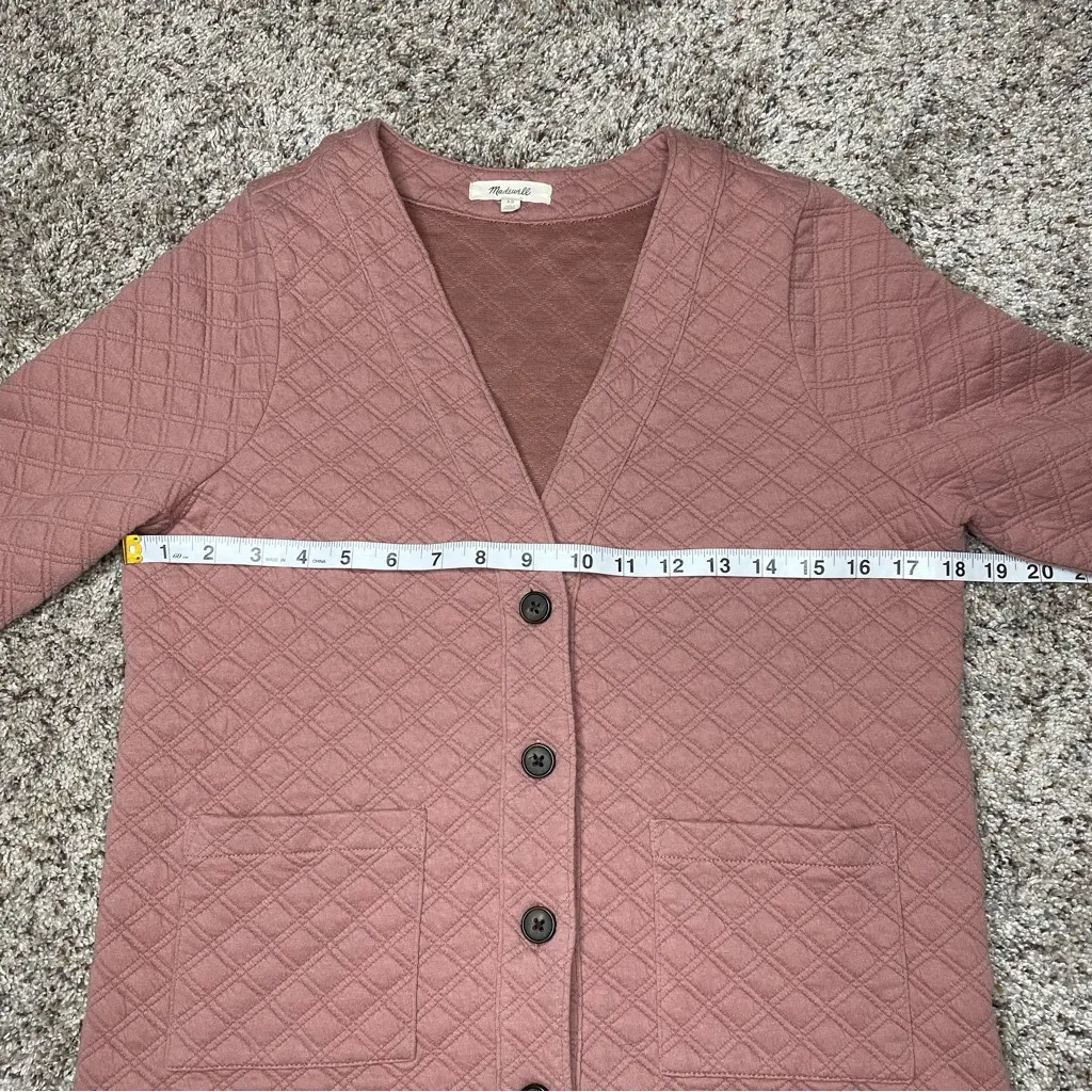 Madewell (Re)sourced Quilted Crop Cardigan Sweatshirt Faded Mauve Pink XS NB518 - Image 10