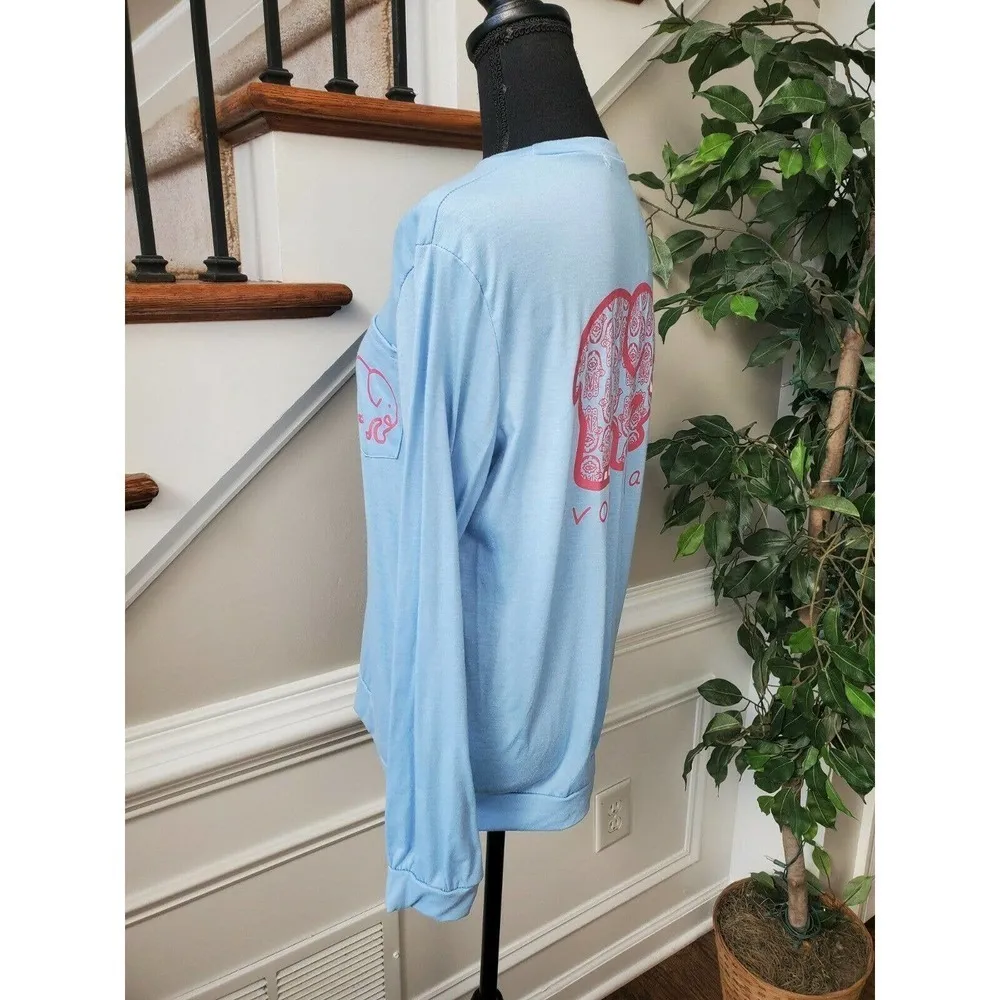 Zhenyu Sky Blue Round Neck Casual Top Shirt Size L - Image 6