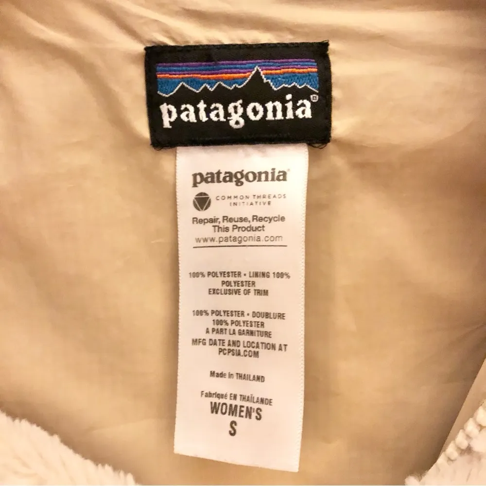 Patagonia Pelage Fluffy Zip Button Jacket‎ Cream Ivory Small - Image 3