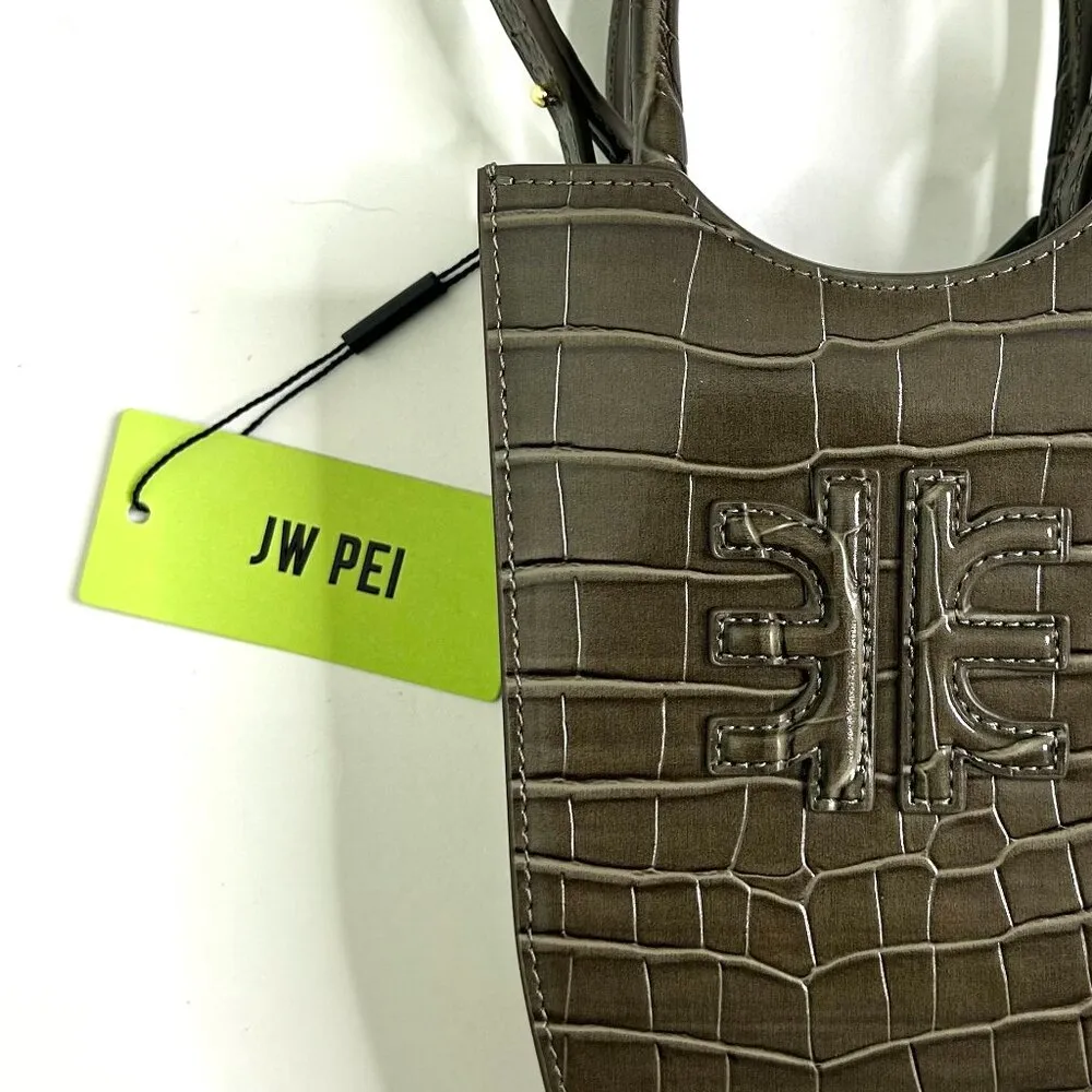 JW Pei / Fei Crossbody Phone Bag in Army Green Croc *NWT* - Image 4