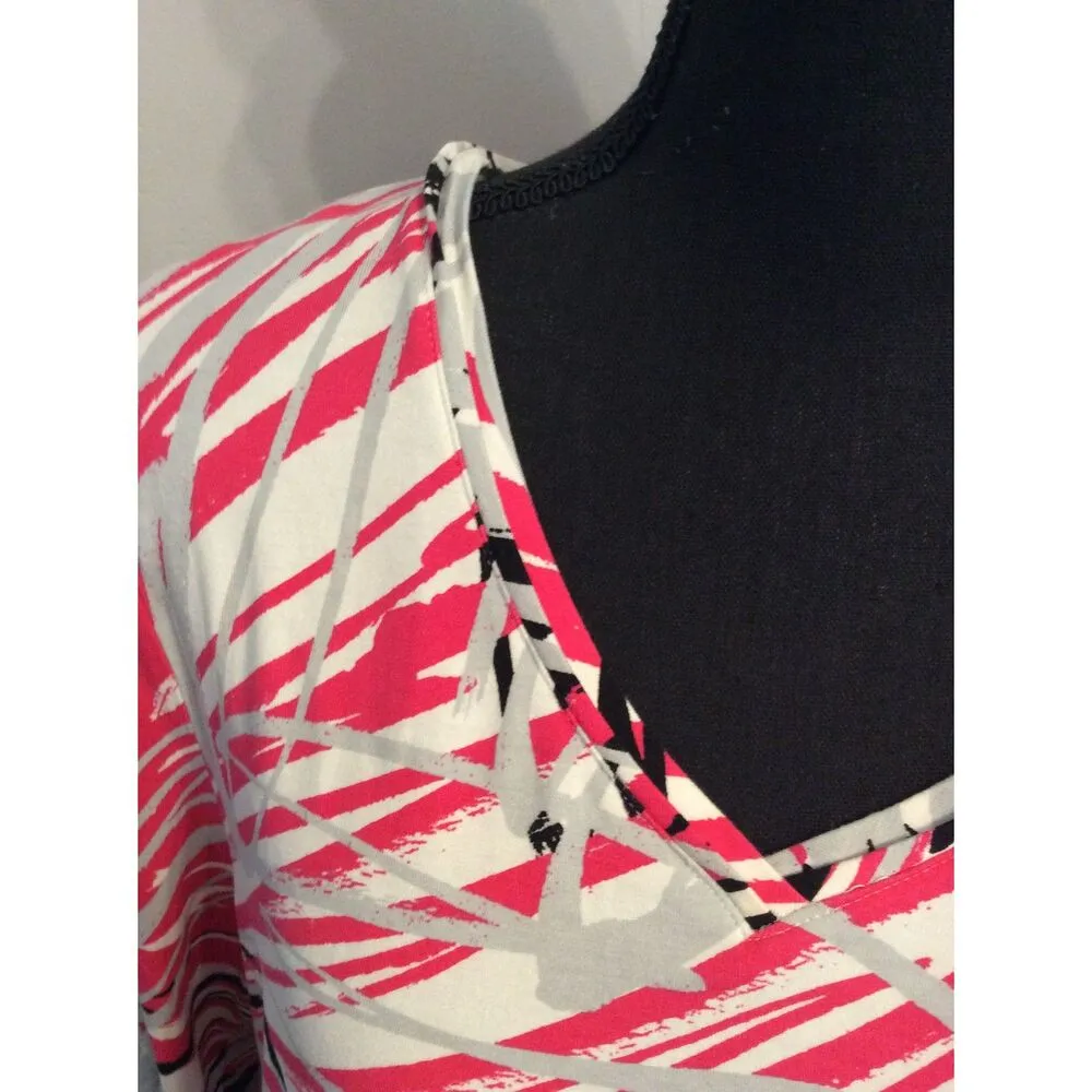 Chico's Size Large (2 Chico size) Stretch Pink Black Tunic Womens - Image 5