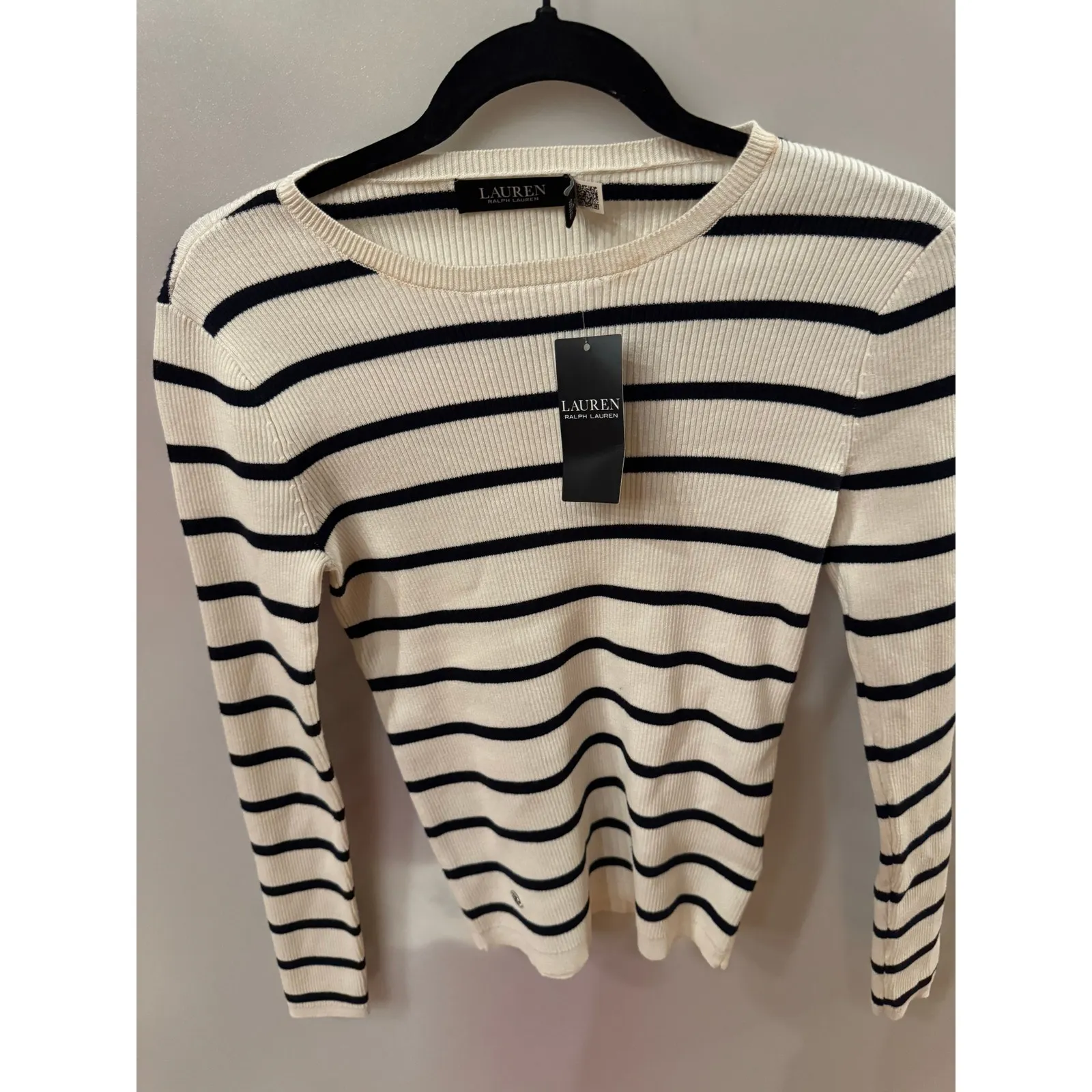 Lauren Ralph Lauren Striped Rib-Knit Crewneck Sweater size small - Image 4
