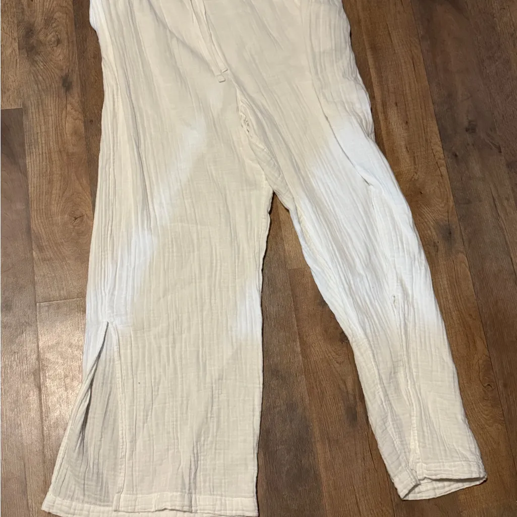 Lucky Brand Cream Linen Drawstring Trousers size Large - Image 3