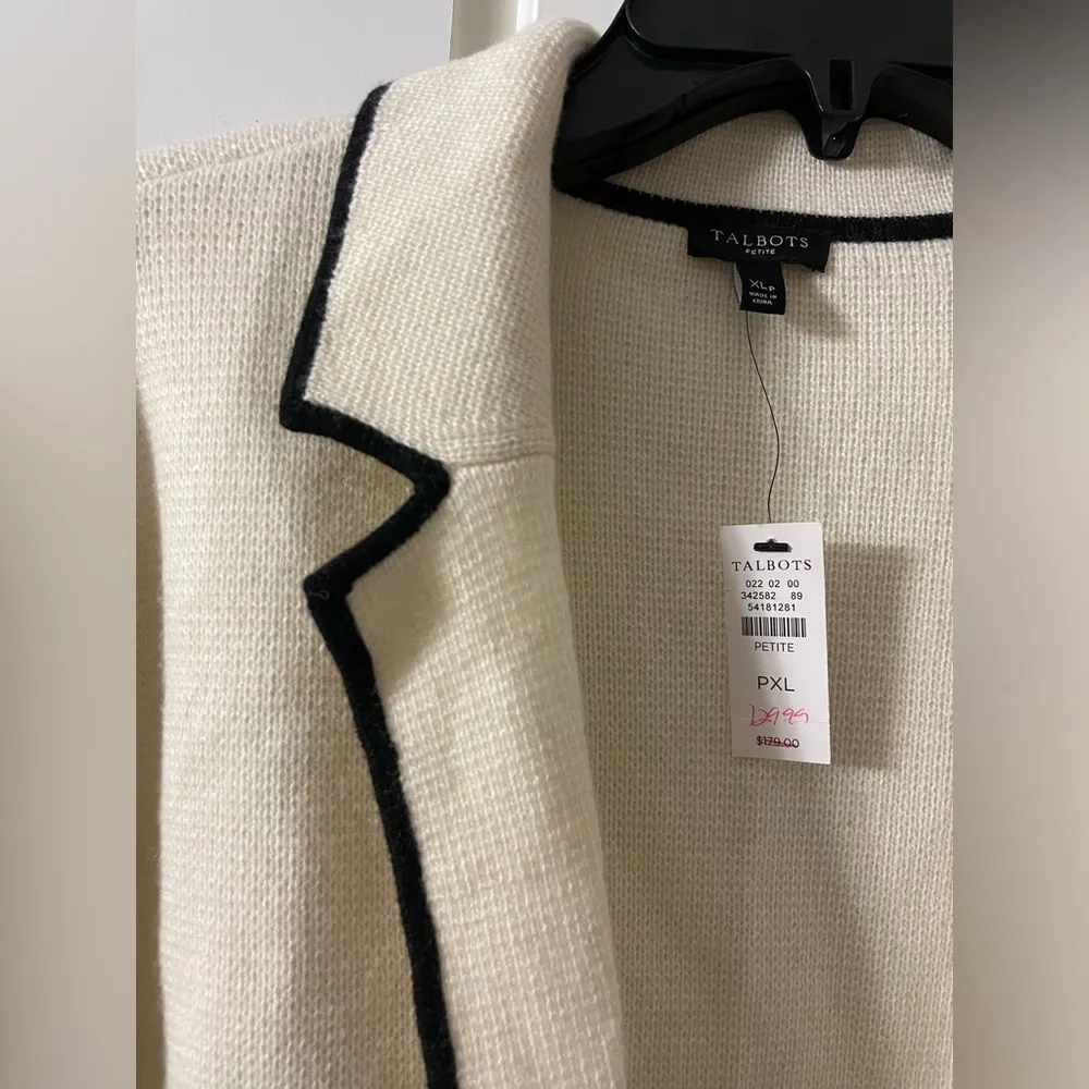 NWT Talbot's Colorblock Open Sweater Jacket Milano Stitch Wool Blend - Image 2