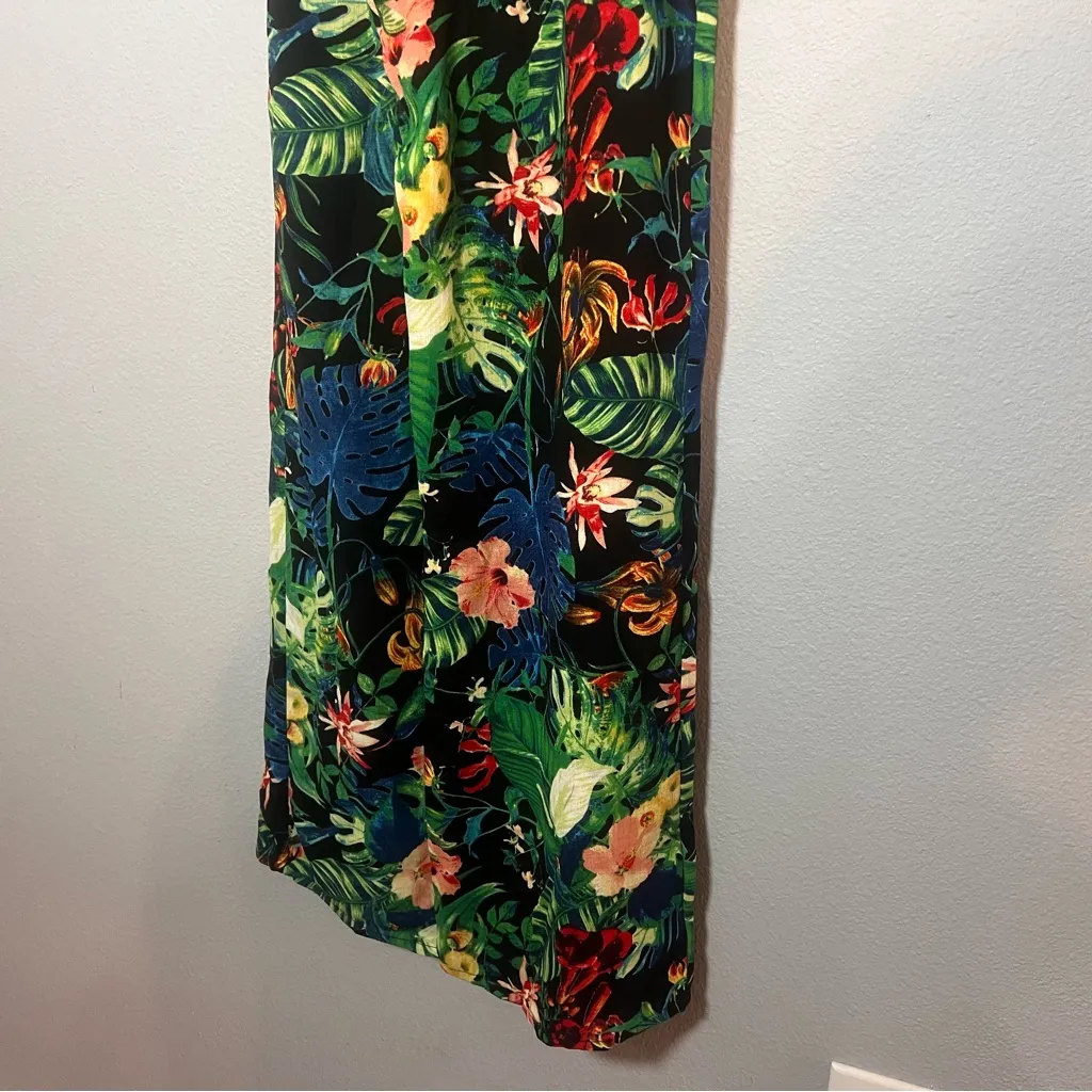 Bella Ella Copacabana Wide Leg Jumpsuit Tropical Print Size Small V - Image 11