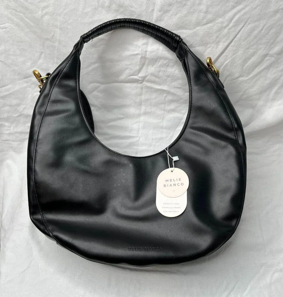 Melie Bianco Vegan Leather Black Danni Large Convertible Hobo Bag - Image 2