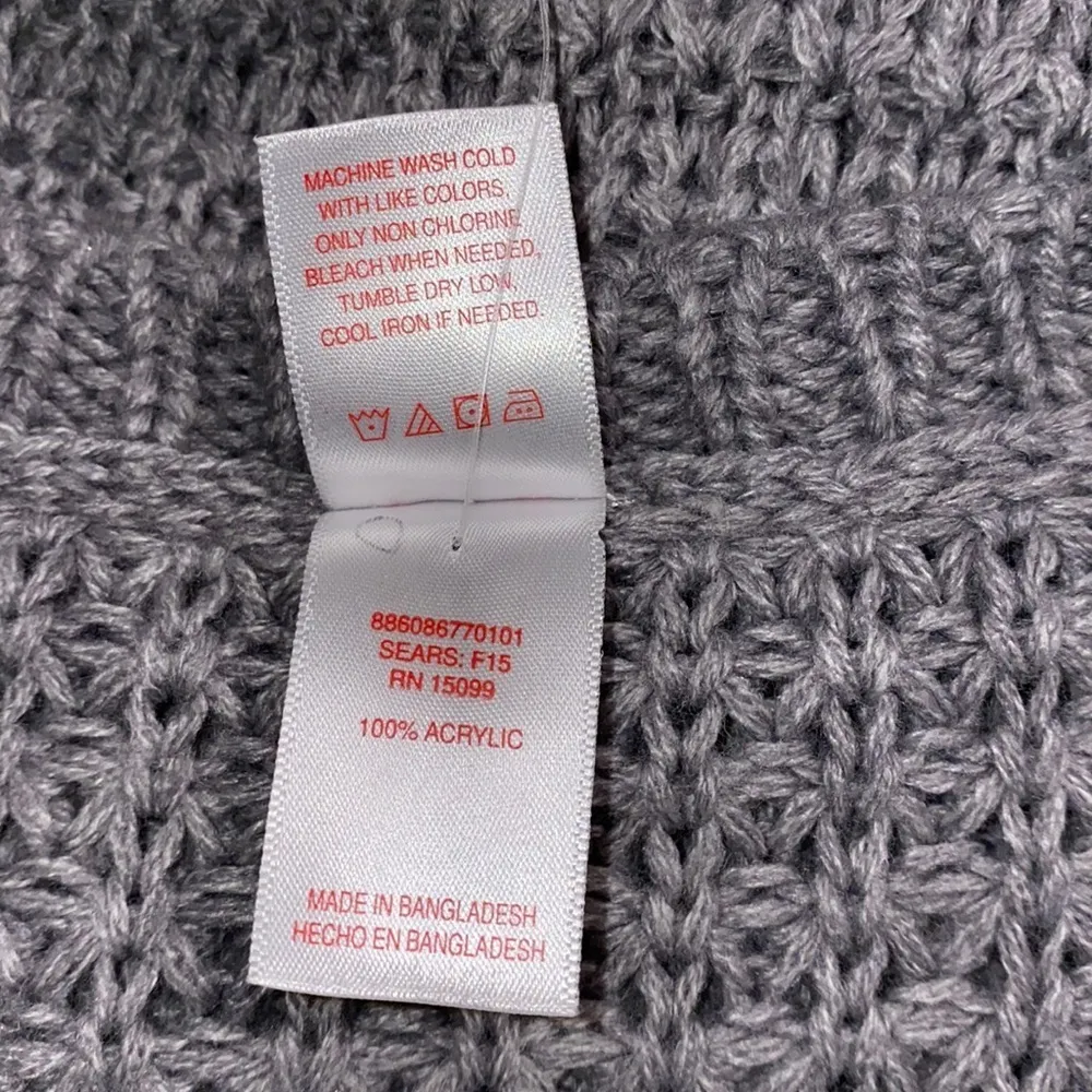 BONGO Junior large gray knit v-neck high low long sleeve sweater - Image 9