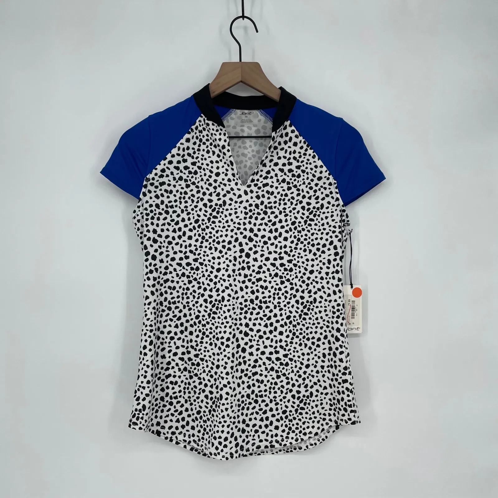 JOJIT Power Mock Cap Sleeve Golf Tennis Polo Shirt White Black Blue XS - Image 2