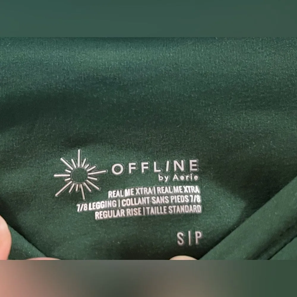 OFFLINE By Aerie Real Me Xtra 7/8 Crossover Leggings Regular Rise Size S Green - Image 3
