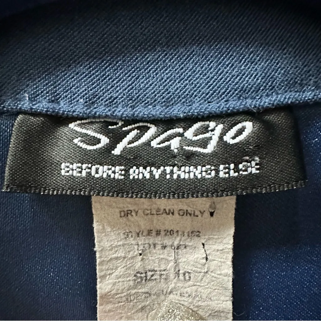 Vintage Spago Velvet Blue Suede Button Down Jacket 10 Medium - Image 9