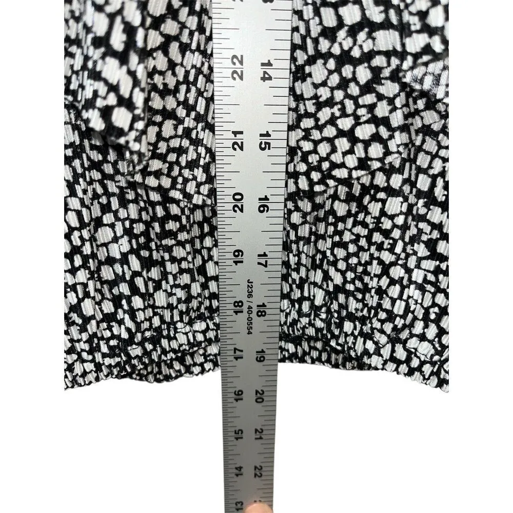 Zara Women's Long Bell Sleeve Blouse Ruffle Neck Size Small Spotted White Black - Image 6