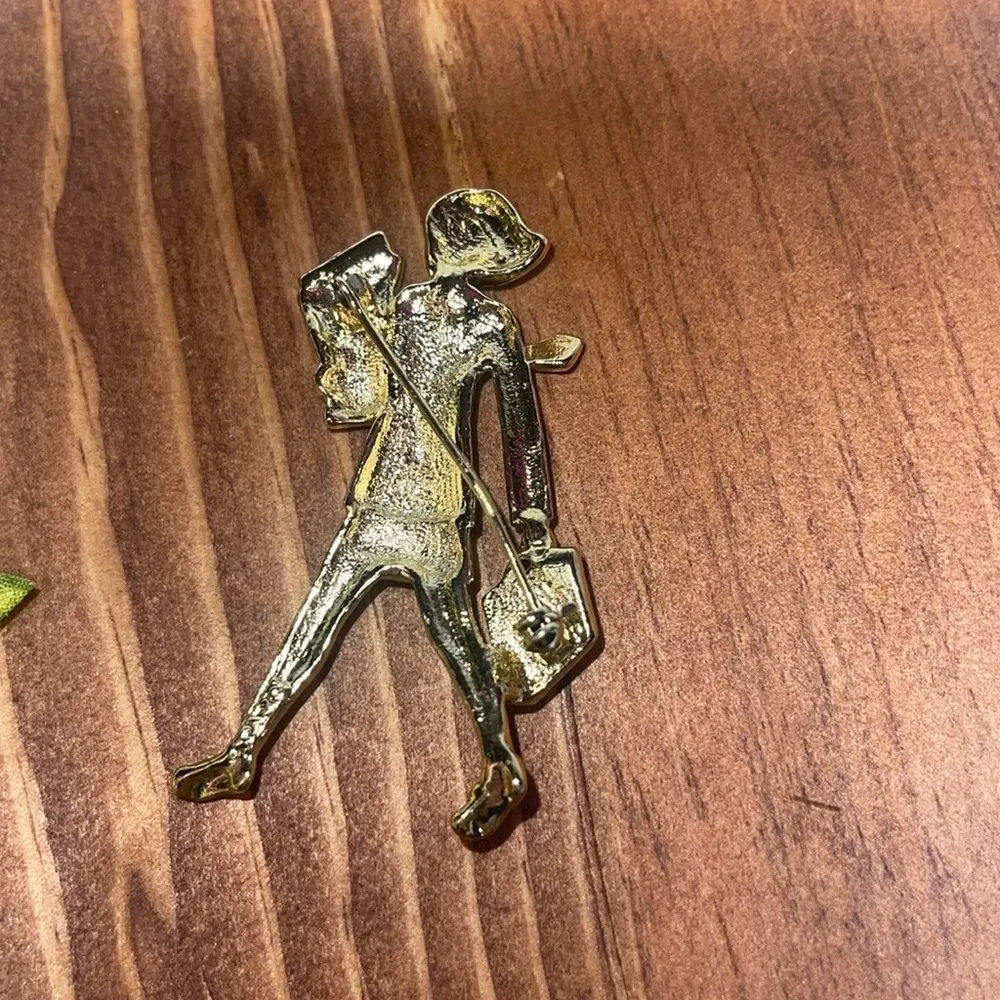 AJC Vintage Boss Lady Pin Brooch Bringing Home Bacon Woman VIP Gold - Image 2