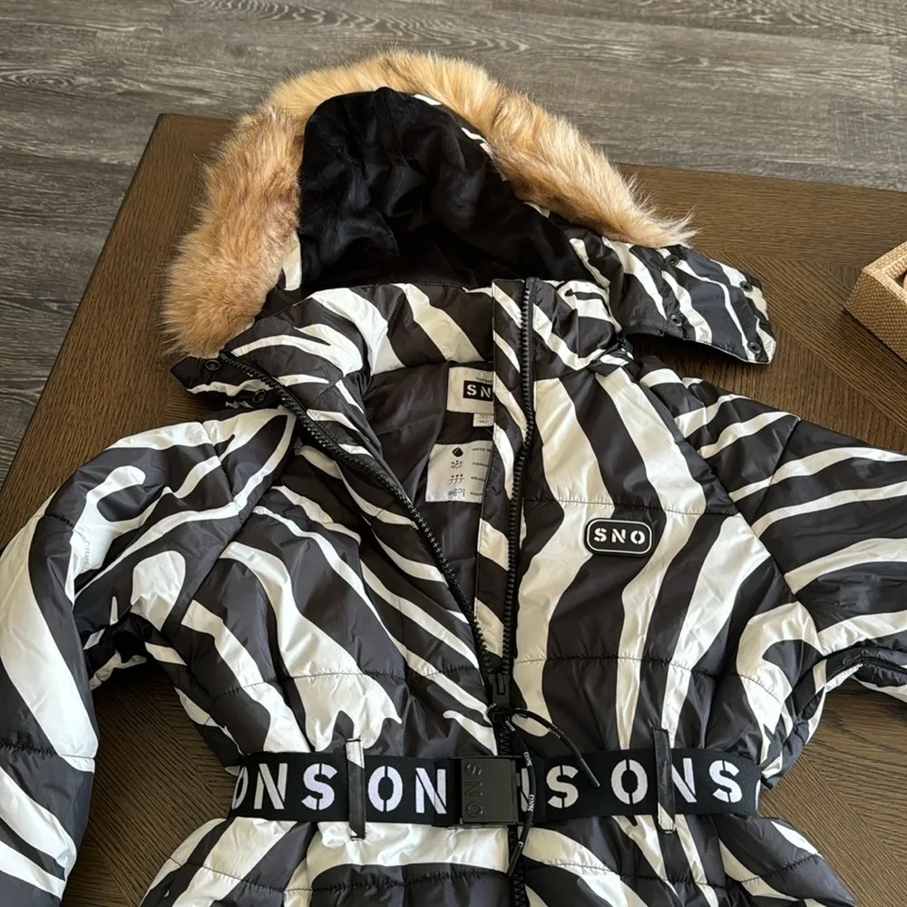 Topshop Sno ski coat with belt and fur trim hood in zebra print, Size 2 US, $329 - Image 16