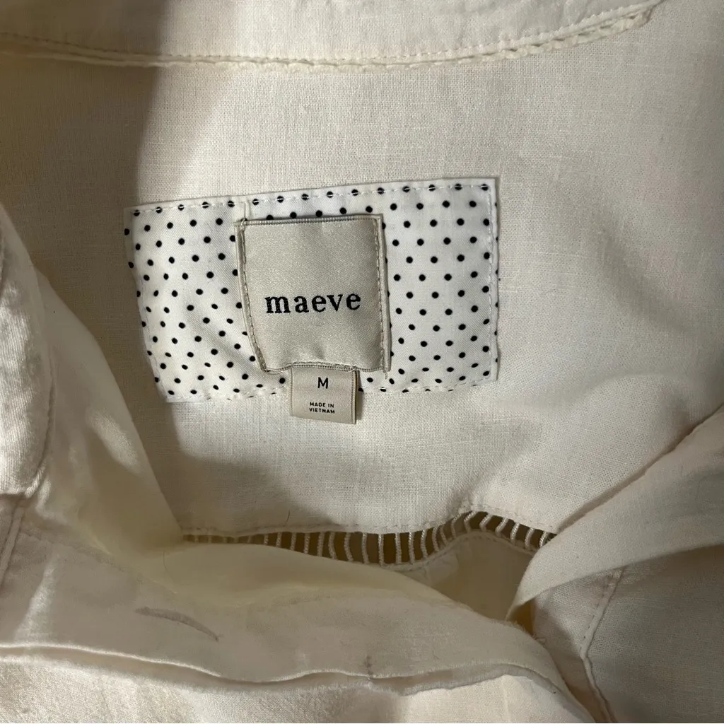 MAEVE Bettina Dress Anthropologie Cream Color Loose Fit Boho Size Medium - Image 9