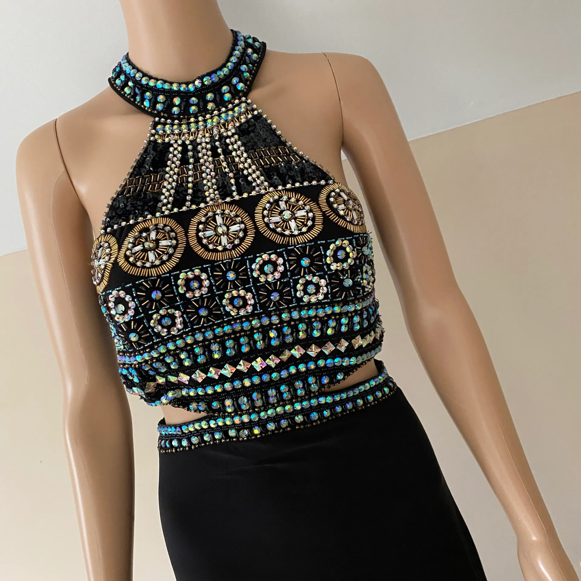 Juniors' Embellished Halter Dress - Image 6