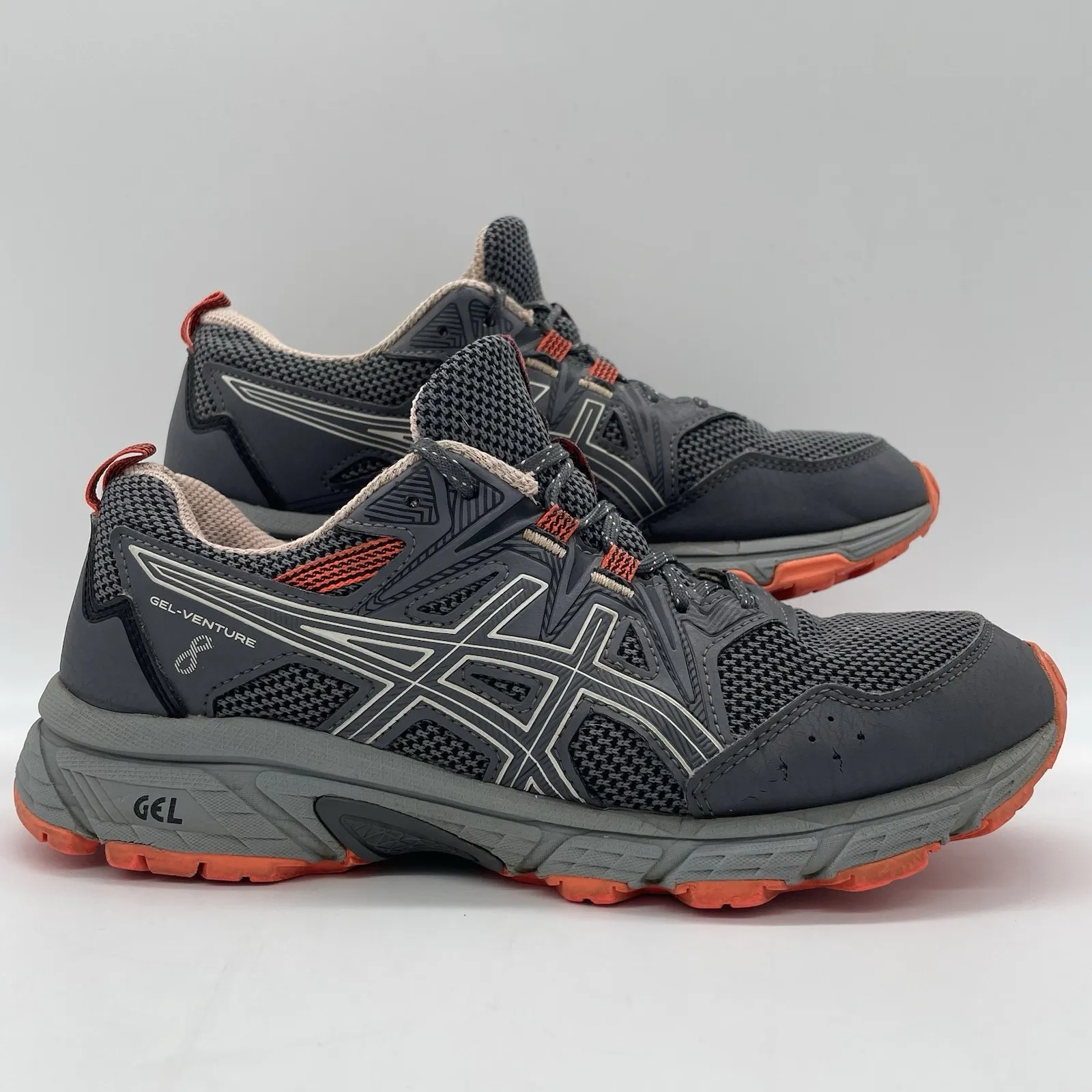 ASICS Womens 7.5 Shoes Gel-Venture 8 Running Sneaker Grey/Orange Athletic - Image 2