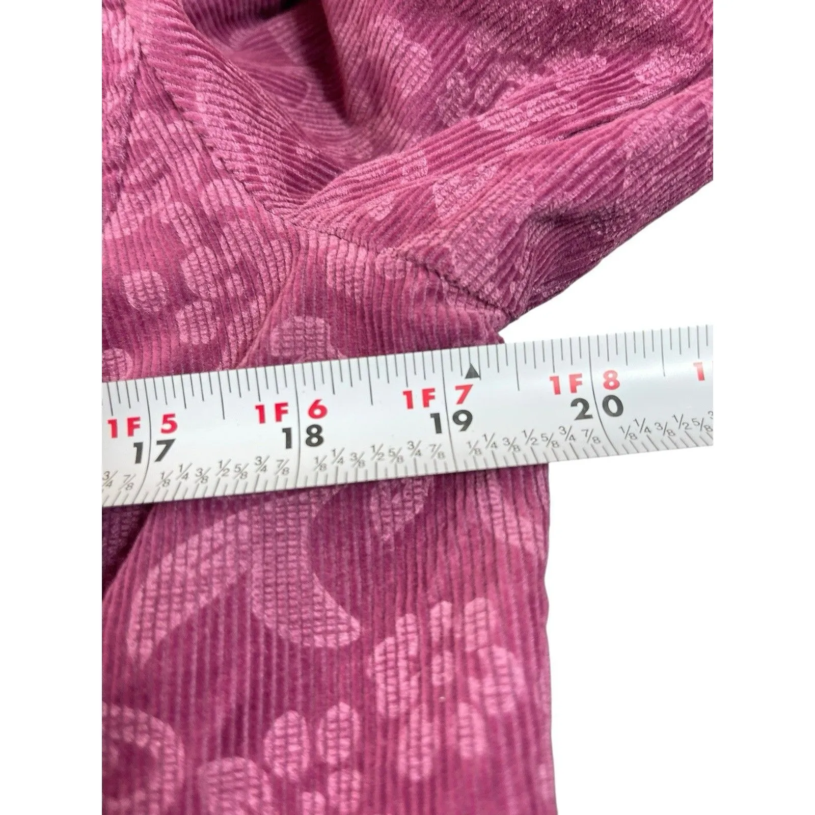 VTG 90s Y2K Denim & Co Women’s S Pink Corduroy Damask Floral Textured Blazer - Image 10