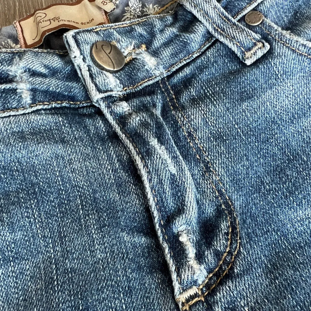 Paige Hollywood Hills Jeans Womens 28 Classic Rise Bootcut Distressed Blue - Image 12