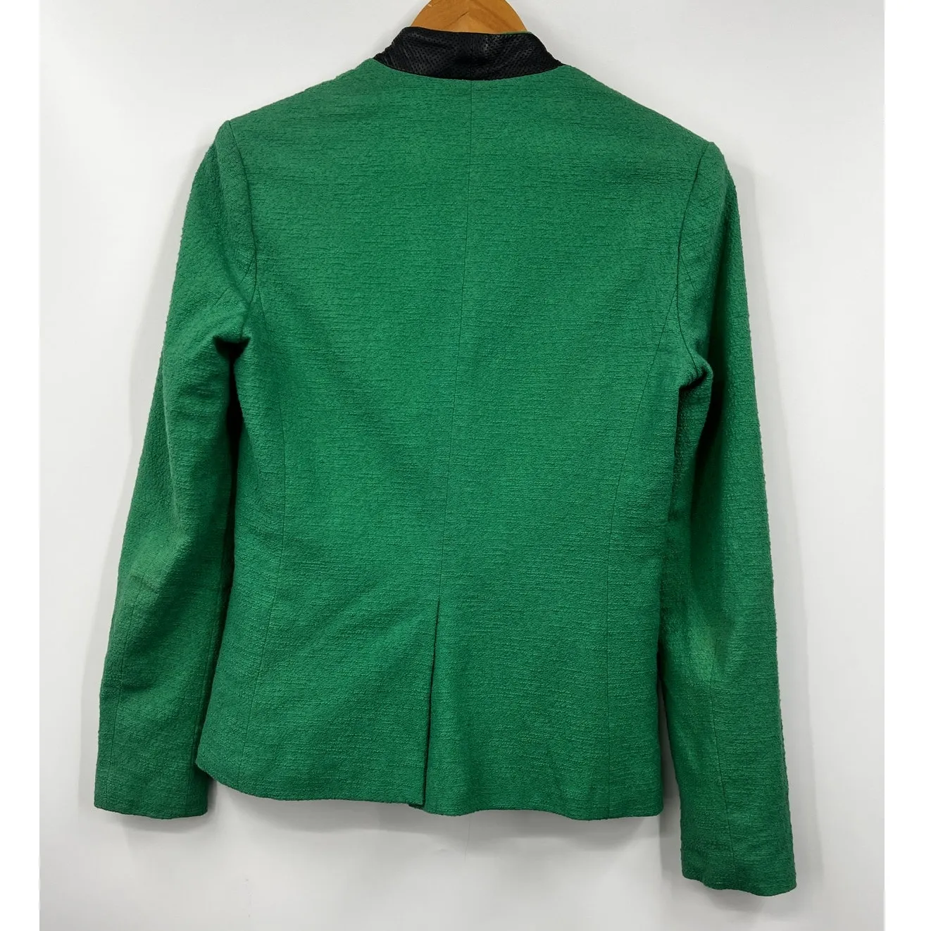 Sea New York Green Black Perforated Leather Zip Up Blazer Jacket‎ Size 4 - Image 6