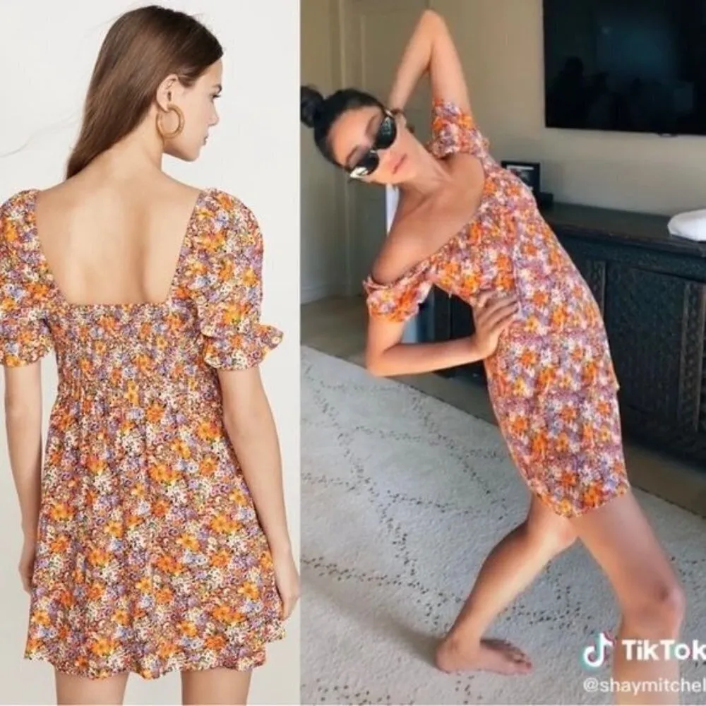 Faithfull The Brand Orange Floral Iris Dress Revolve Summer Boho Prairie‎ Size 4 - Image 10