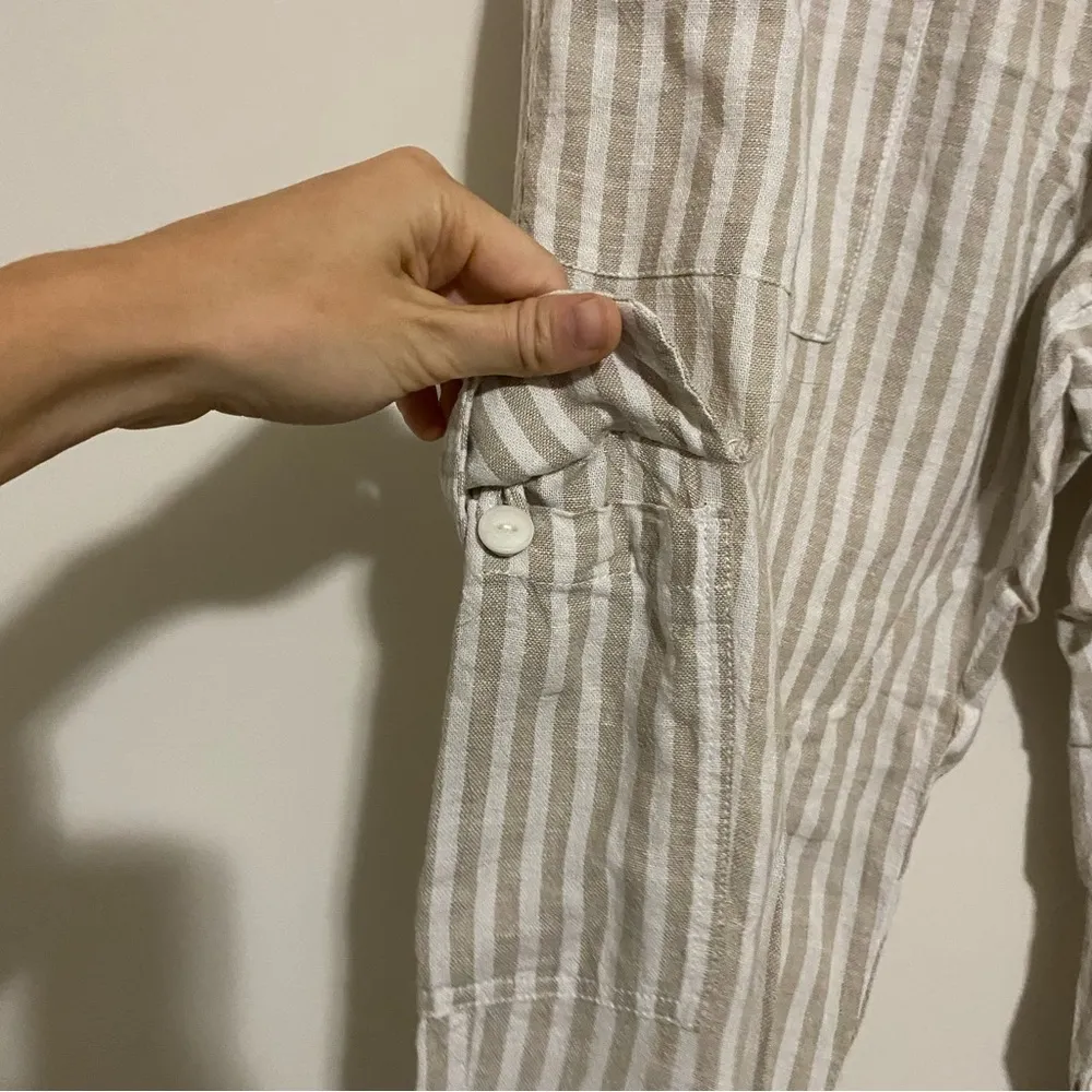 Sanctuary x Anthropologie Tan Linen Blend Striped Pants size Small - Image 5