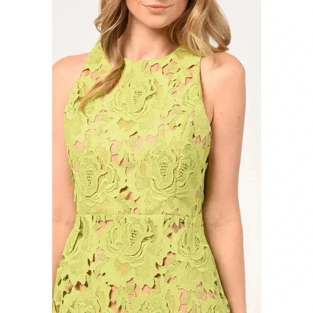 NWT! Adelyn Rae Cassie 3D Crochet Mini Dress in Lime Green Sz S - Image 3