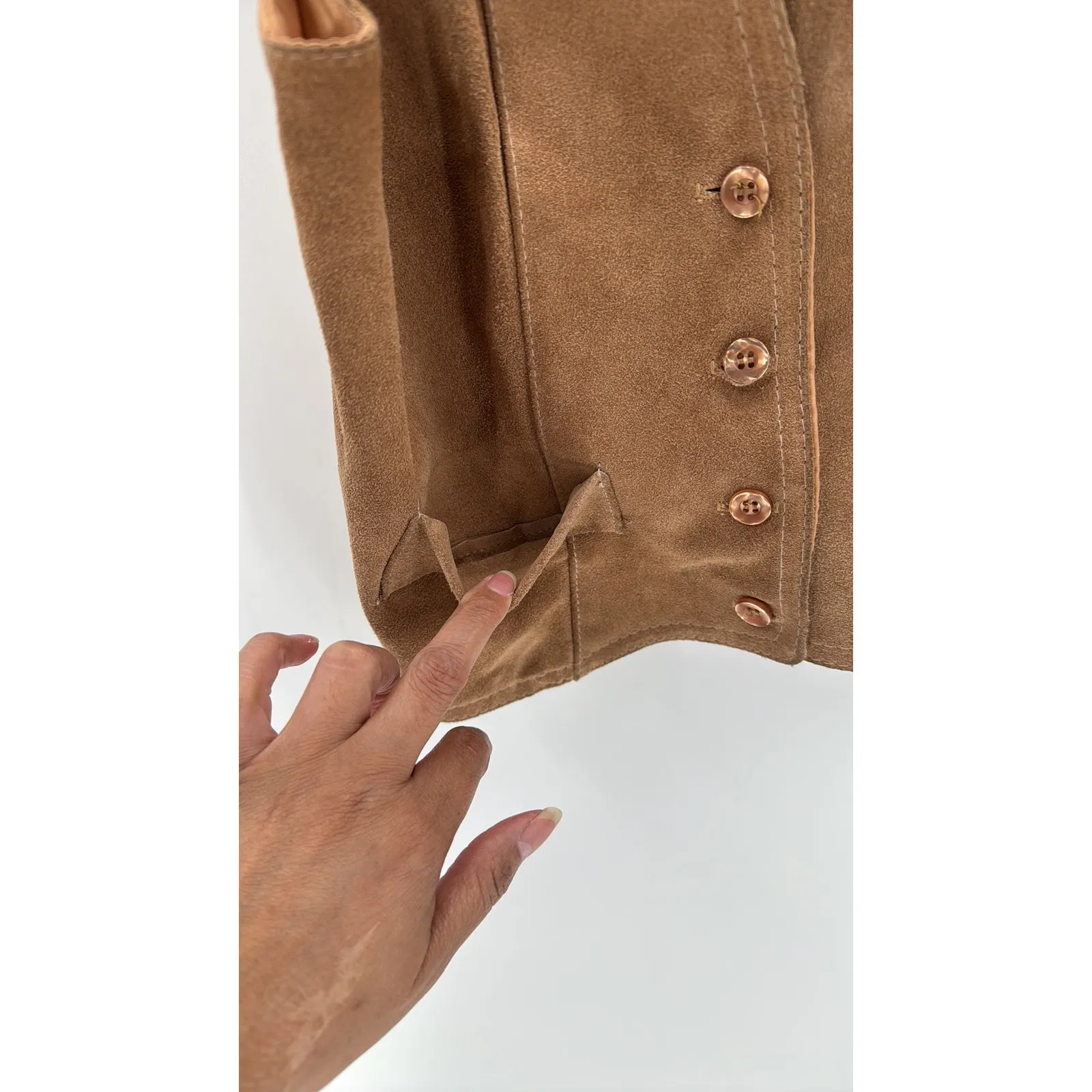 Vintage WINLIT Suede tan Vest size S western biker festival concert bohemian - Image 5