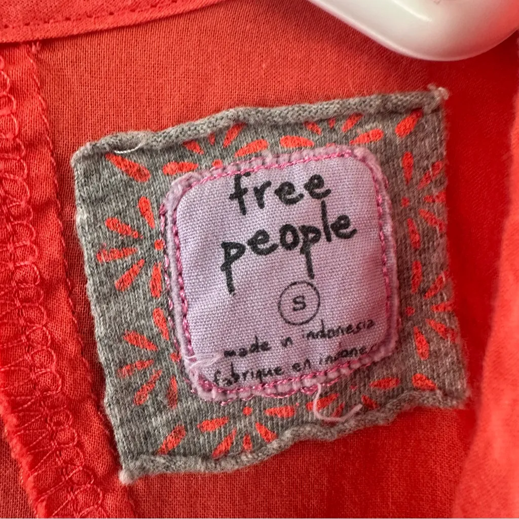 Free People Vintage Y2K Tank Top Embroidered Boho Women’s Small Coral Red - Image 4