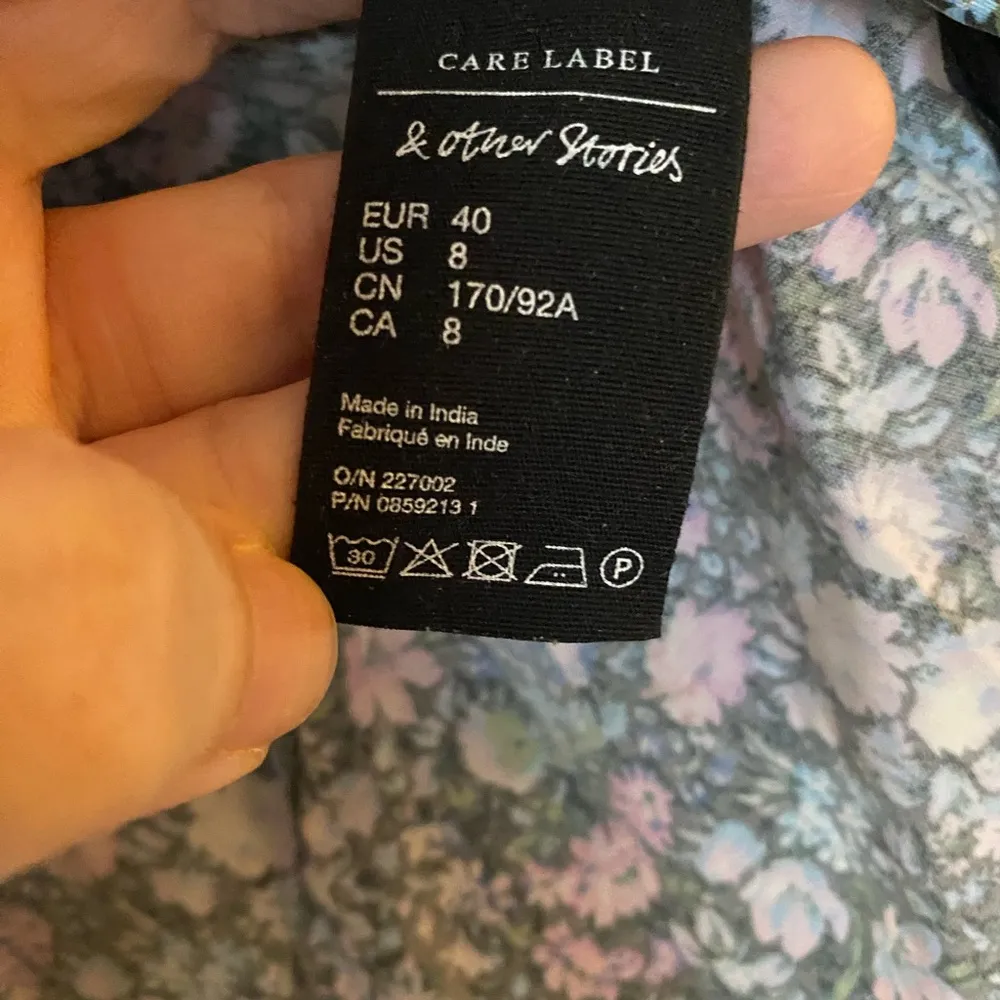 & Other Stories Floral Puffed Sleeve Square Neck Blouse, Women’s 8 - Image 10