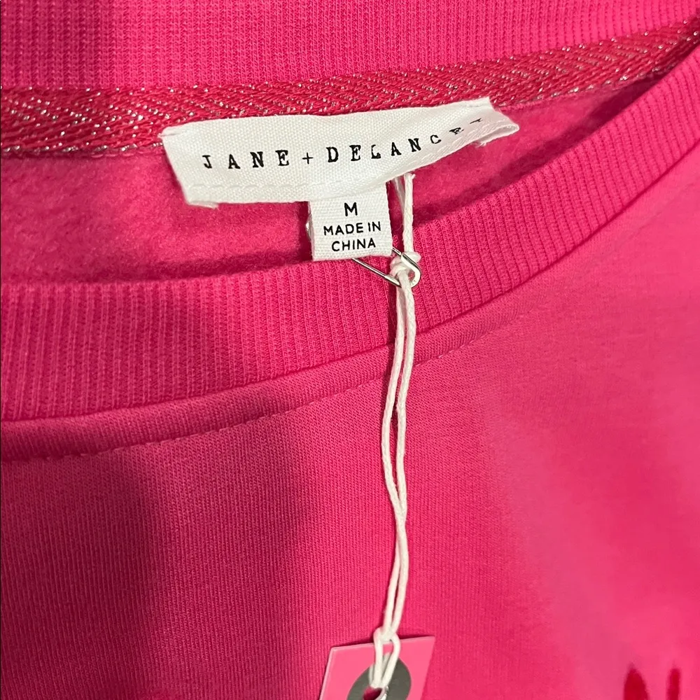Pink 'Love' Embroider detail sweater NWT Jane + Delancey - Image 5