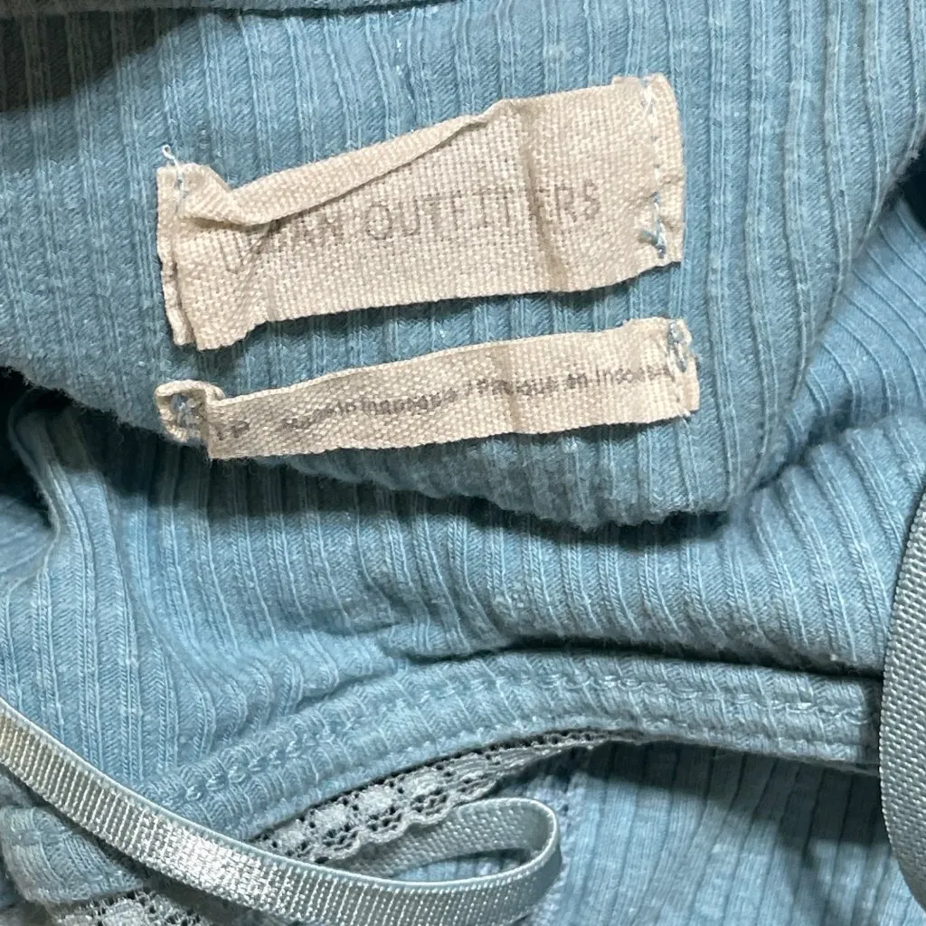 Urban Outfitters Y2K Mini Slip Dress Roxanne Ribbed XS Blue Stretch - Image 5