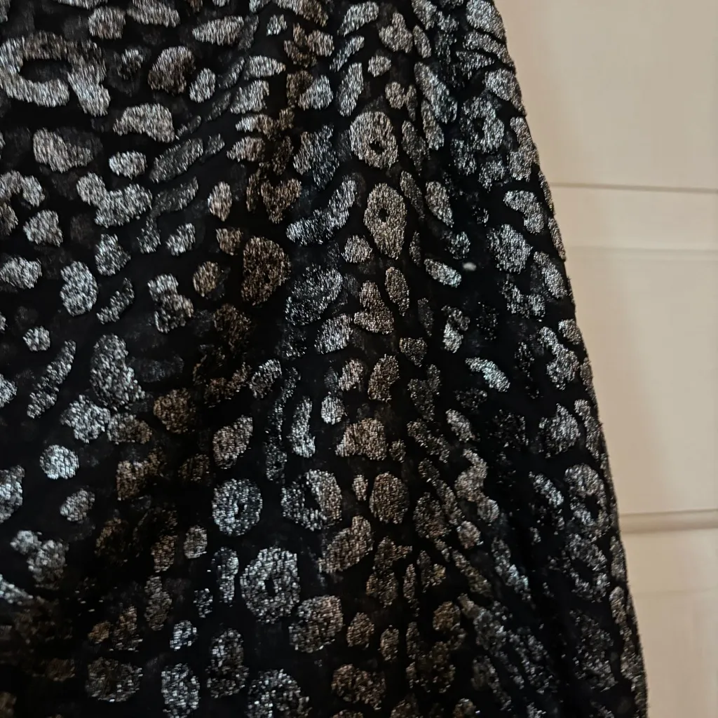 IRO Paris Black Metallic Silver Brocade Animal Print Mini Skirt Size 36 Glitter - Image 13