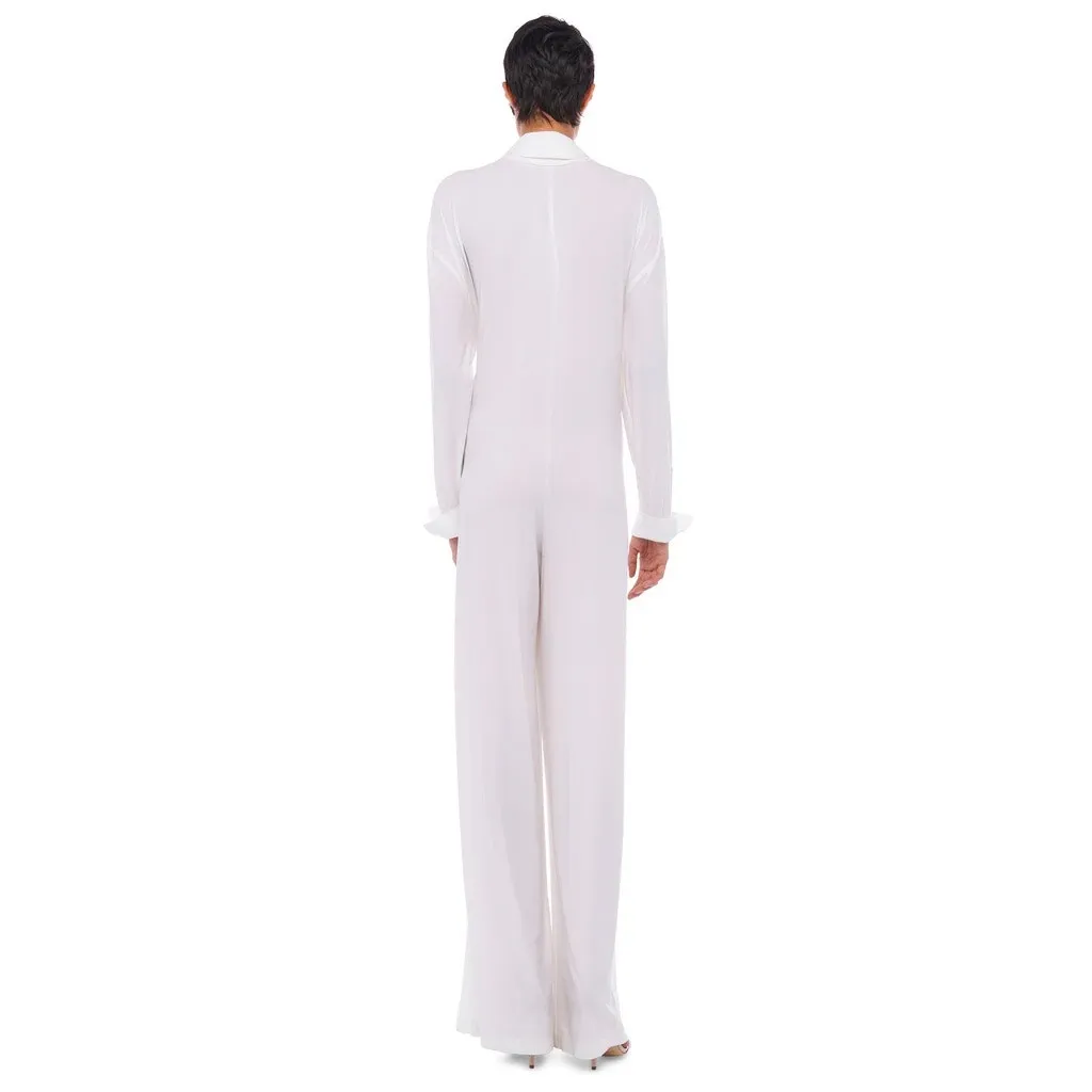 Norma Kamali Green Ty Front NK Shirt Wide Leg Jumpsuit Olive Green NWT Size XXS - Image 4