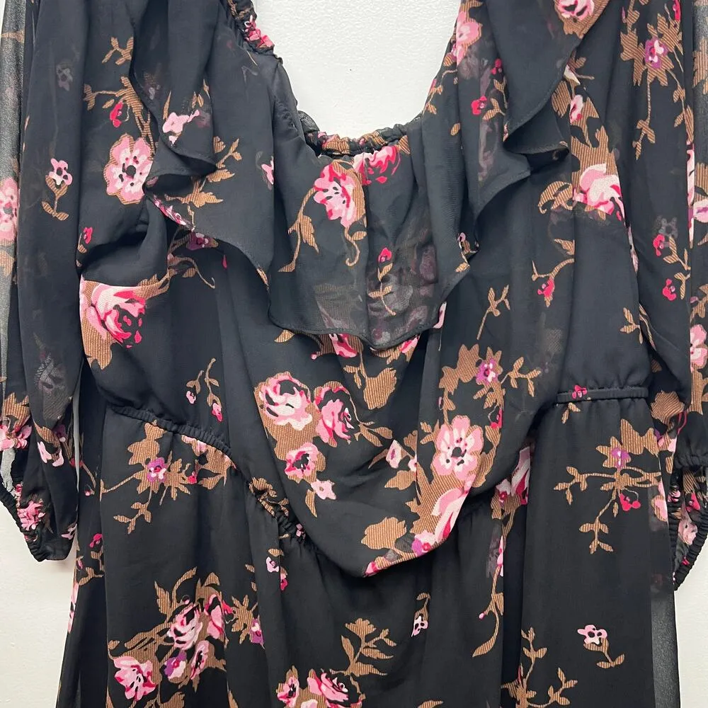 Lane Bryant Ruffle Off Shoulder Floral 3/4 Sleeve Women's Top Size 24 - Image 5