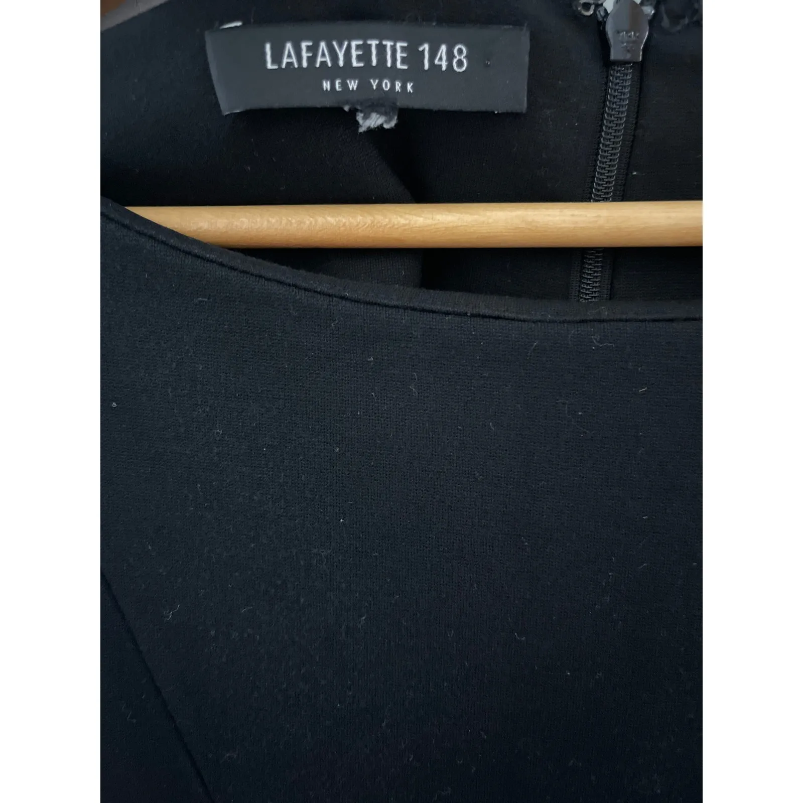 Lafayette 148 New York Luxury Career Ponte Stretch Black Sheath Dress Size 12 - Image 7