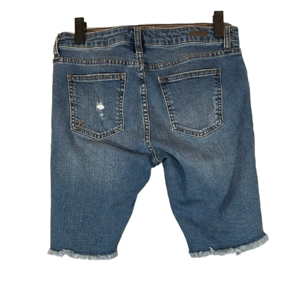 Kut From The Kloth Blue Distressed Sophia Bermuda Denim Jean Shorts Women Sz 4 - Image 2