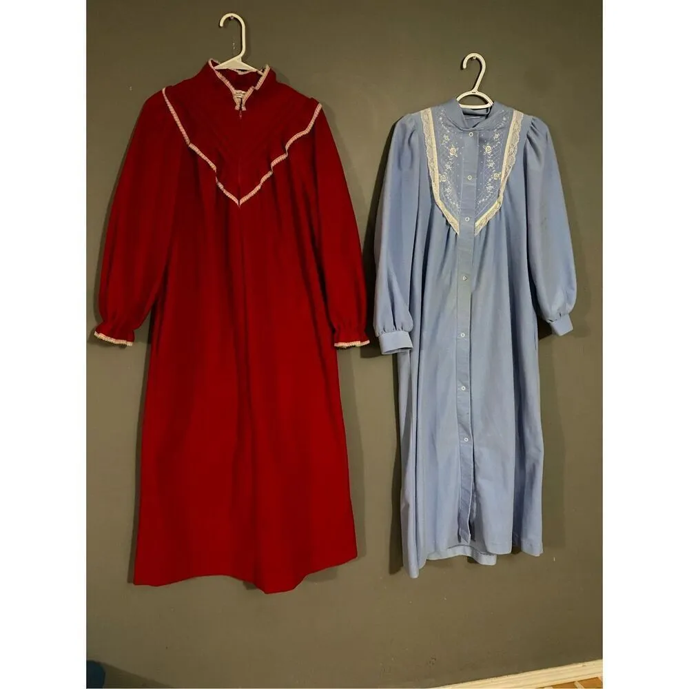 Famous Bodies Fleece Vintage Velvet Lace Long Nightgowns Bundle Of 2 Small Red - Image 2