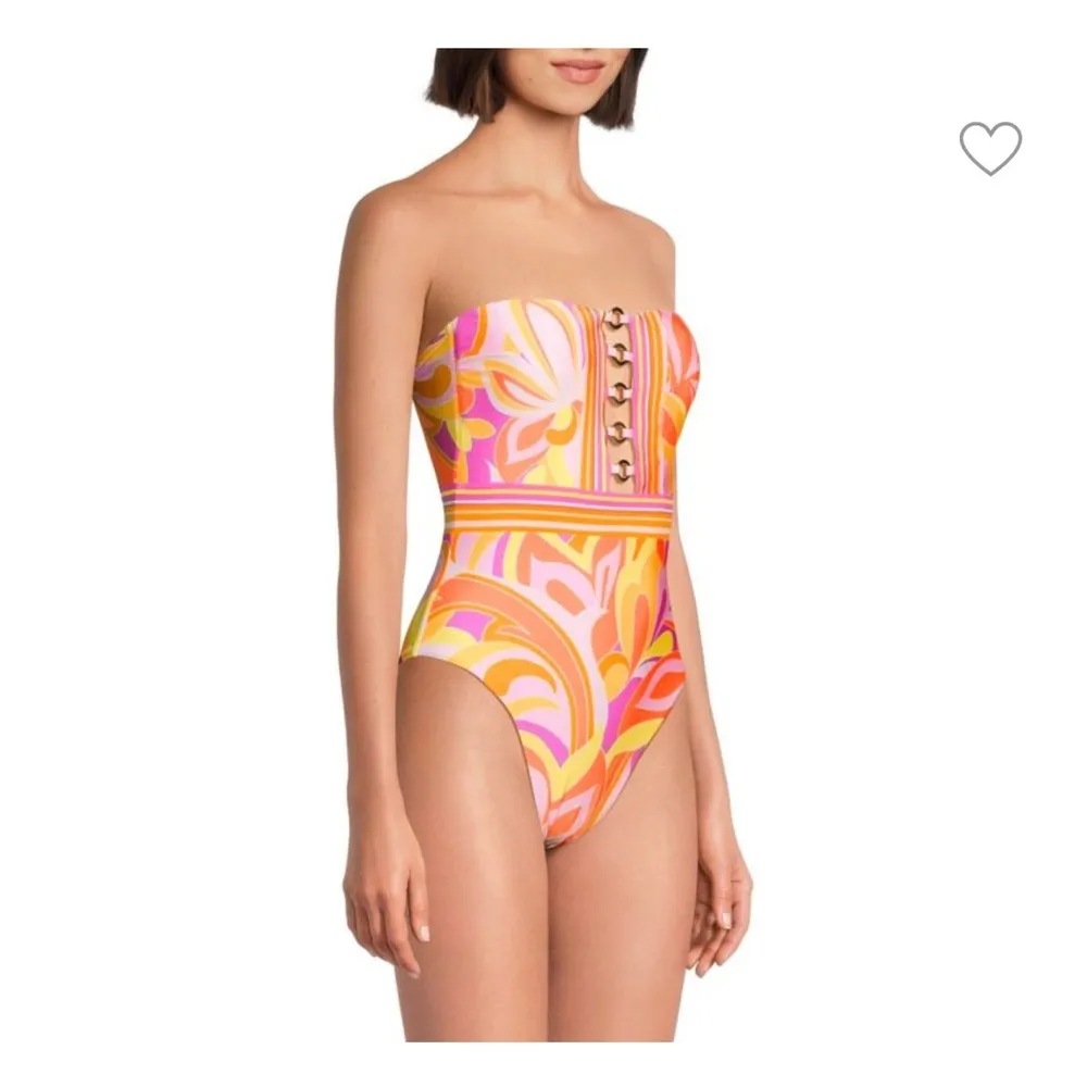 Sunshine 79 Floral Halterneck One Piece Swimsuit Orange Multi Size 12 - Image 3