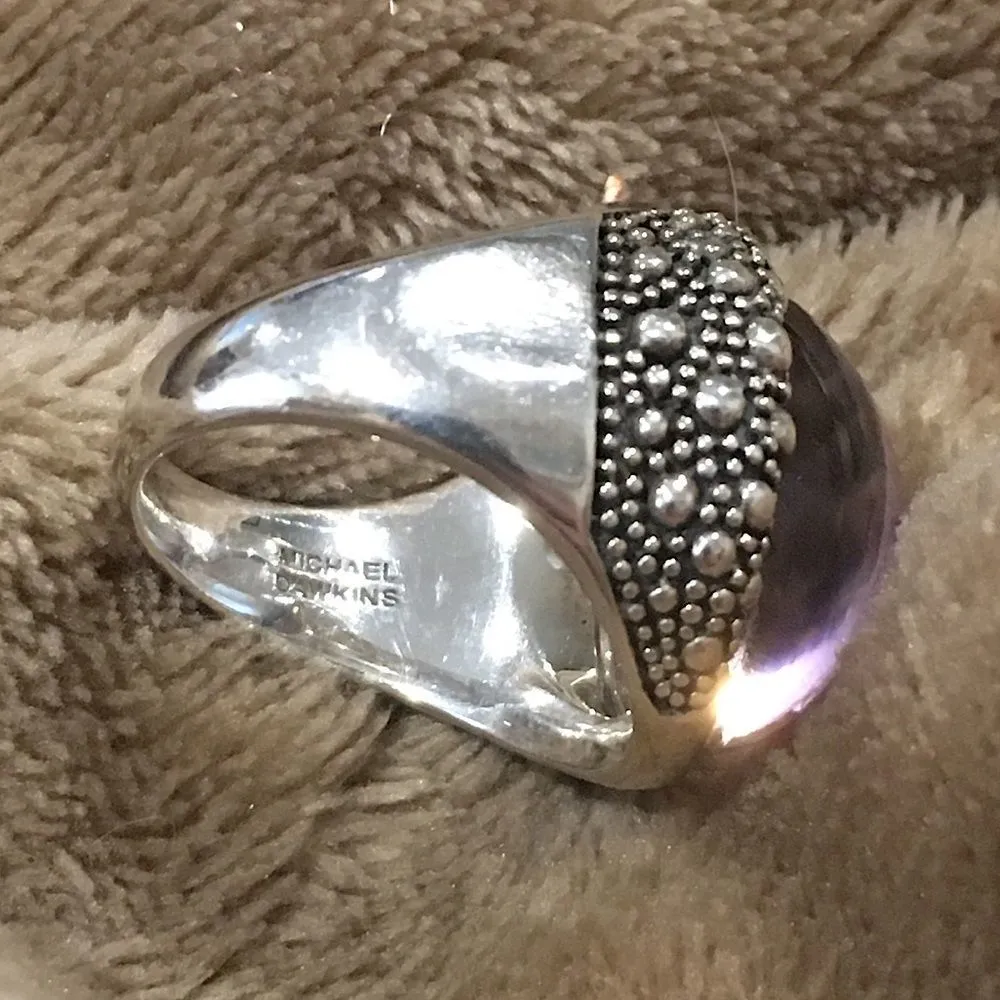 MICHAEL DAWKINS Starry Night Amethyst Sterling Silver 925 Ring Sz 9 - Image 4