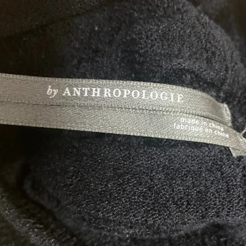 By Anthropologie Black Short Sleeve Mock Neck Cutout Knit Mini Bodycon Dress L - Image 4