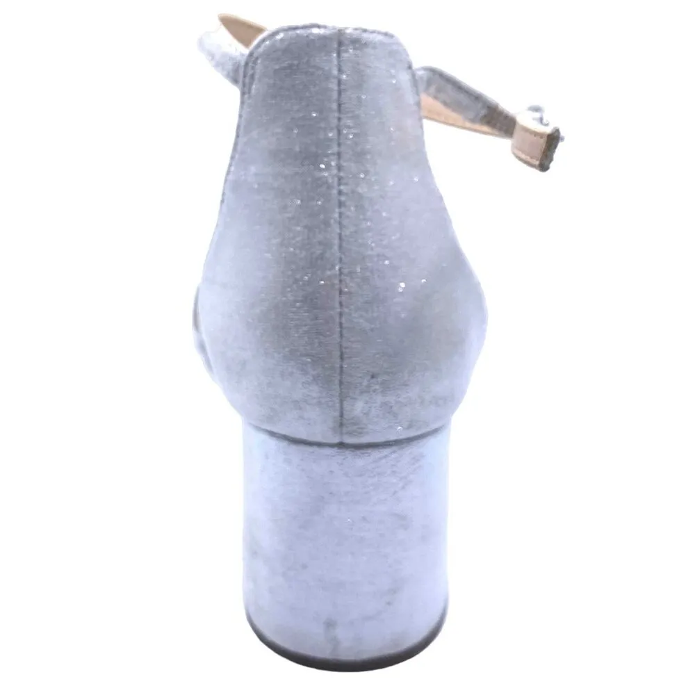 Nina Ankle Strap Strappy Heels Dressy Shoes Size US 8 Rhinestone Silver Sparkly - Image 7