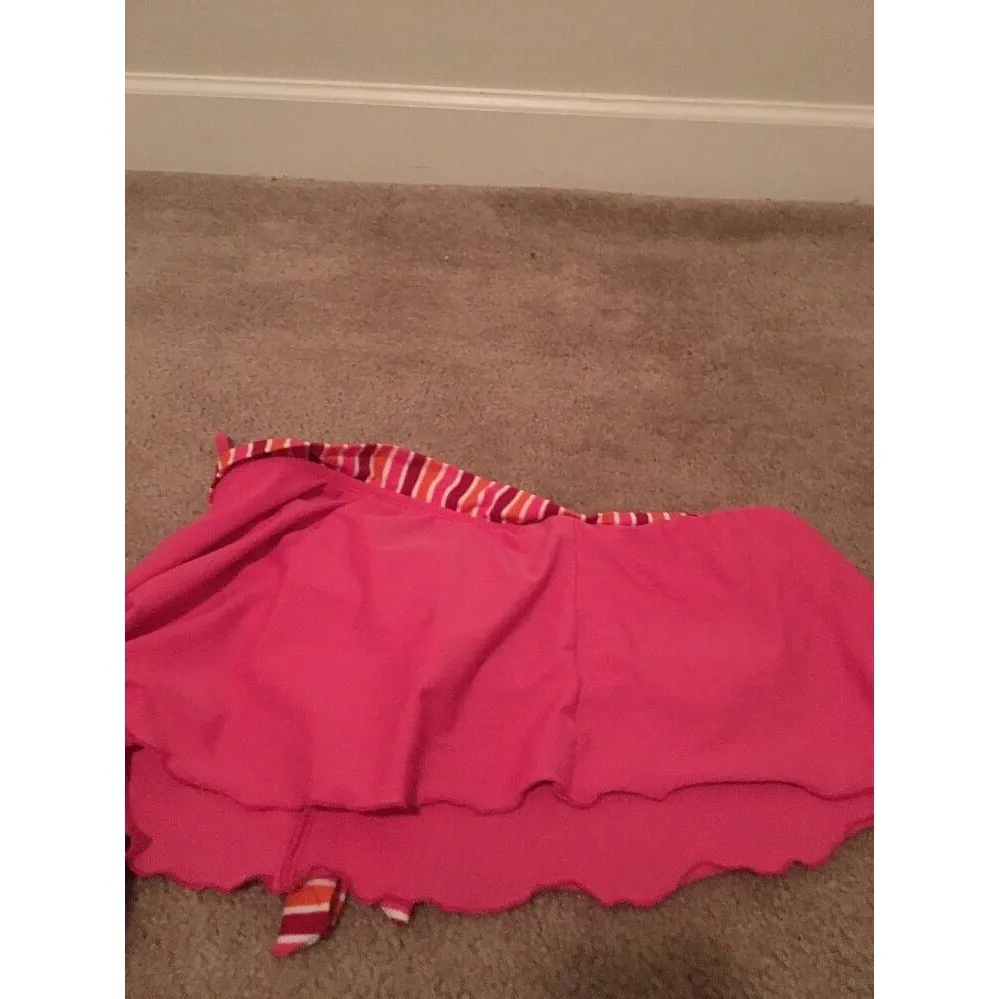 Isaac Mizrahi Women's 2-Piece Swim Skirt & Top Set Size Medium Striped Pink - Image 5