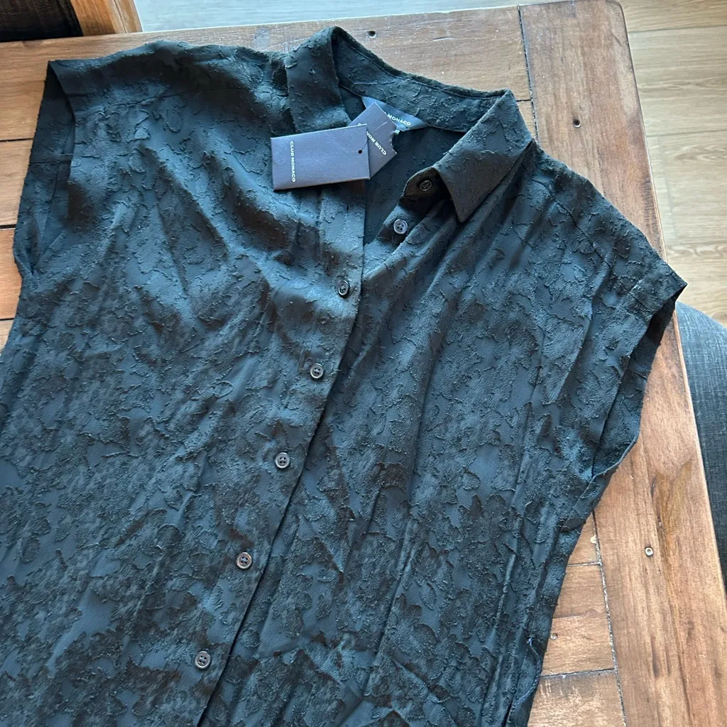 NWT Club Monaco Danielle Textured Black Dress Robe - Image 7