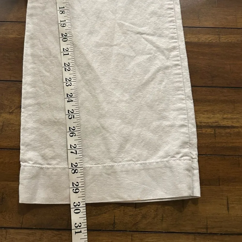 J. Crew City Fit Gray Linen Blend Drawstring Wide Leg Pants Size 8 - Image 4