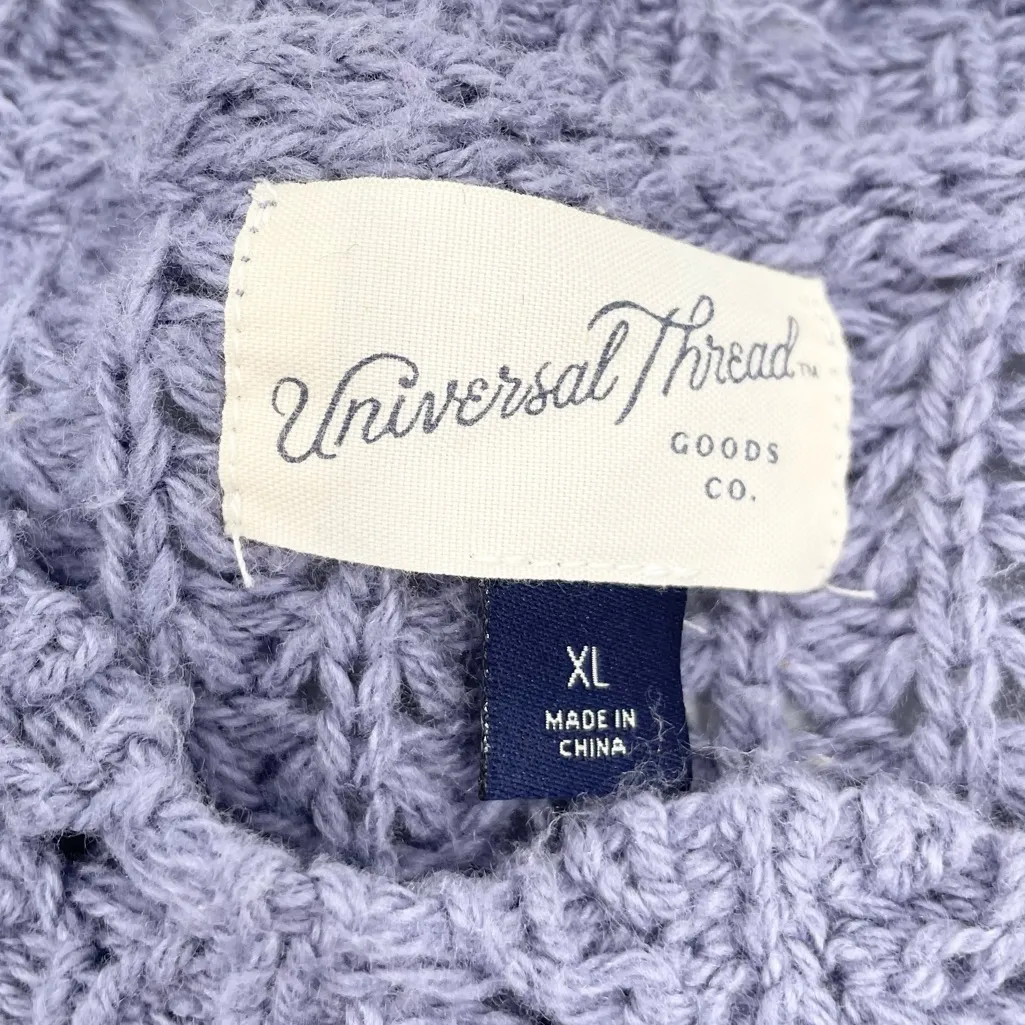 Universal Thread Crochet Granny Square Crop Sweater Size XL Purple Blue Cottage - Image 7