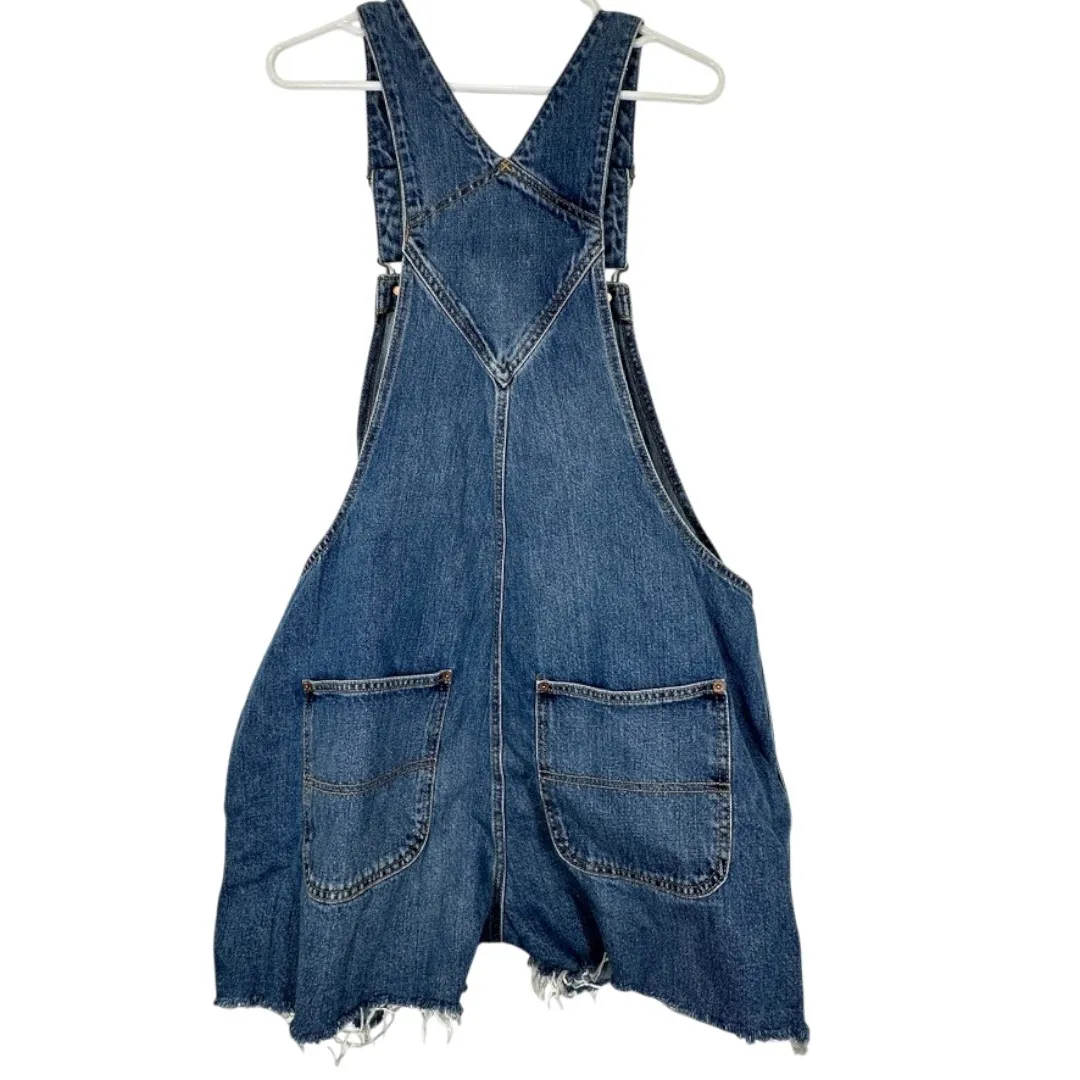 Women's Size XL Denim Overalls Shorts Shortall Frayed Hem Retro 90s Style Summer - Image 2